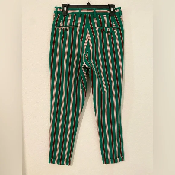 Scotch & Soda Men's Green and Red Striped Chinos